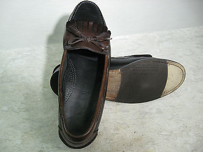 COLE HAAN Brown & Black Leather LOAFERS w/Kilti & Tassels on Vamp SZ 11.5 D