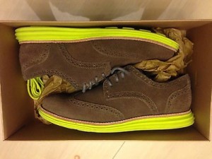Men’s Cole Haan Lunargrand Brown Suede/ Neon Green 8