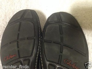 Cole Haan Mens Leather Suede Black Velcro Slip On Loafers Size 14