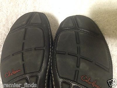 Cole Haan Mens Leather Suede Black Velcro Slip On Loafers Size 14