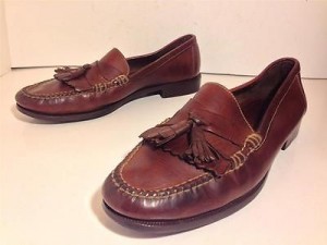 Mens COLE HAAN casual brown leather loafers w/ tassels shoes sz. 11.5 M