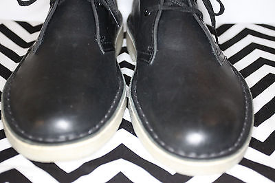 Men Clarks Originals Black Leather Desert Boots Shoes Lace Ups Size 9