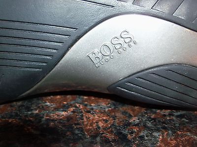 MENS HUGO BOSS ORANGE LABEL BLACK & PEWTER LEATHER LACE-UP CASUAL SHOE 41/8 M