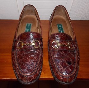 Cole Haan GENUINE CROCODILE Bit Driving Loafer Brown Slip On Shoes Size 11 1/2 M