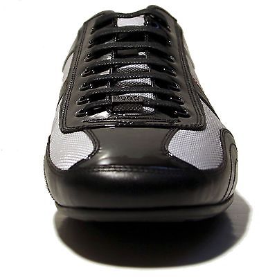 $245 HUGO BOSS Black Silver Sneakers 13 46 Mens Shoes Kicks Trainers 12.5 47