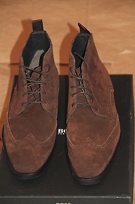 Brand New w Box Hugo Boss Clelior Suede Wingtip Ankle Boots for Men, Size US 9
