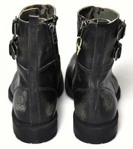 $500 NEW Diesel ELWOOD Black Leather Distressed Double Strap Buckle Boots 13