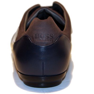$330 Hugo Boss Black Label Leather Sneakers Navy Blue Mens 11 44 Shoes 10.5 43.5