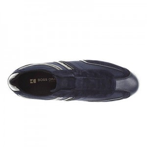 Hugo Boss Shoes Silvans I Suede Leather Men Sneakers Trainers Navy Blue