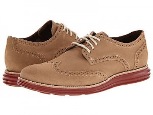 Mens Cole Haan LunarGrand Wing-Tip, Milkshake suede Size 10.5 $198
