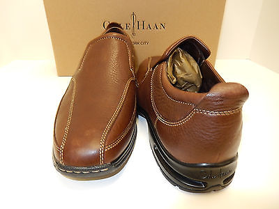 NEW COLE HAAN AIR EVERETT SOFT BROWN LEATHER SLIP ON WITH NIKE AIR IN HEEL