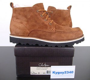 NEW!  $198 COLE HAAN AIR HUNTER CHUKKA MENS BOOTS BURNT SUGAR BROWN NIB (SIZE 8)