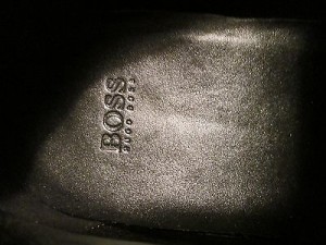 New Men’s Boss Hugo Boss Metal Logo Black Shoes/Made In Italy
