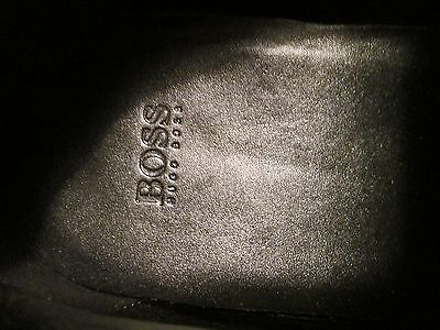 New Men’s Boss Hugo Boss Metal Logo Black Shoes/Made In Italy