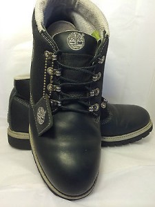 TIMBERLAND Mens Hiking Boots Black Leather Shoes Ankle High Boots Mens Size 10 M