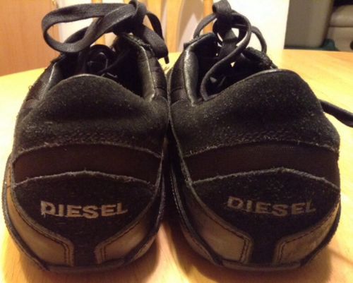 DIESEL Auriga Black Leather Casual Lace Up Shoe mens size 12