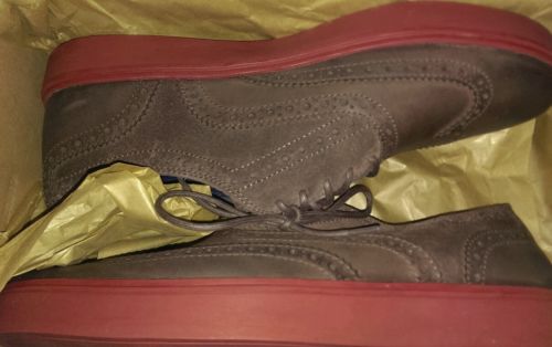 COLE HAAN Mens Bergen Wingtip Oxfords Shoes Chestnut Suede – sz 10 New In Box
