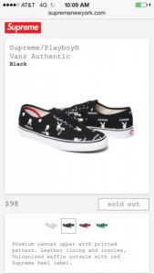 Supreme Playboy Vans Black Authentic Size 11.5 Brand New SS 14 box logo jersey