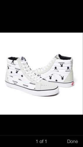 Supreme SS14 White Supreme/Playboy Vans SK8-Hi SIZE 10.5 Box Logo
