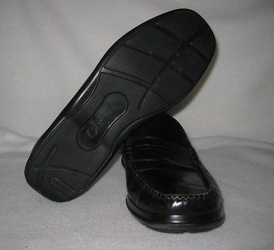 Mens COLE HAAN Nike Air Black Leather Penny Loafers Slip On Shoes 9.5