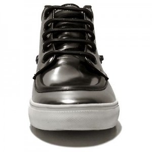 $325 HUGO BOSS Silver Metallic Mens Leather Sneakers 8 41 Street Boots 8.5 41.5