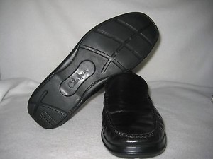 Mens COLE HAAN Nike Air Black Leather Loafers Slip On Shoes 9.5