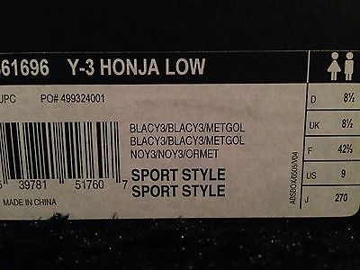 Y-3 Yamamoto Mens US size 9 Y3 Honja Low Black Leather Shoes Great Condition