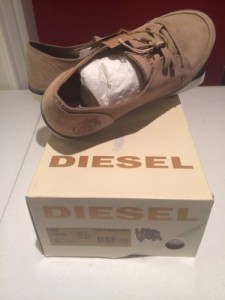 New $150 DIESEL Yanez Men Shoes Size US 11 EUR 44.5 Tan/ Silver Mink