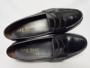 NEW Vintage USA COLE HAAN Men 8-D Black Leather Slipon Penny Loafer Moc Shoes