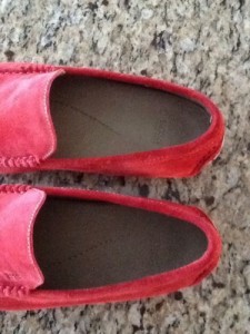 new red suede Hugo Boss mocassin/loafer Shoes sz. 9 (UK 8)