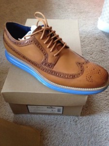 NEW Cole Haan Nike Lunargrand Long Wing tip Sz 10 M in Camello Tan/Blue $228
