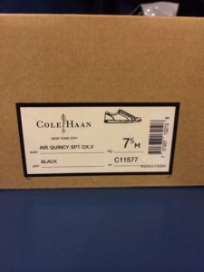 Cole Haan Air Quincy Sport Ox Black men’s shoe size 7.5 NIB NBW