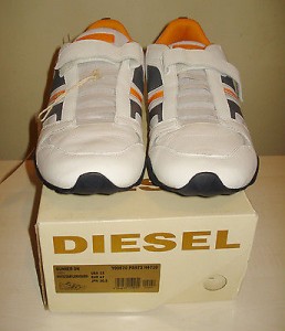 DIESEL Men’s Gunner On White/ Grey/ Orange Fashion Sneakers Shoes Size 13 New
