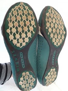12 Diesel Gray Green Leather Nylon Mesh Lace Front Loafers Oxfords