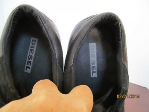 Men’s sz 13 black leather Diesel lace tie athletic running tennis shoes