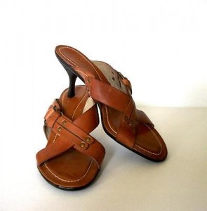 Cole Haan Cath Leather Slide Sandals Natural Brown Solid size 8.5 B