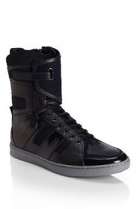 Hugo Boss Raion Leather Blend Hightop Sneakers Black