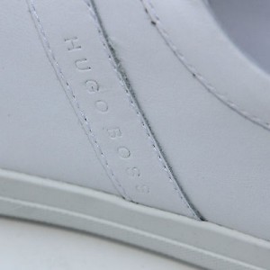 $225 HUGO BOSS White Leather Sneakers Mens Shoes 9 42 Casual Kicks Golf 8.5 41.5