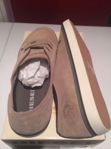 New $150 DIESEL Yanez Men Shoes Size US 11 EUR 44.5 Tan/ Silver Mink