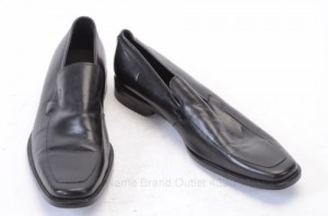 Hugo Boss 9.5 Black leather slip on square toe venetian loafer shoe new GTQ545
