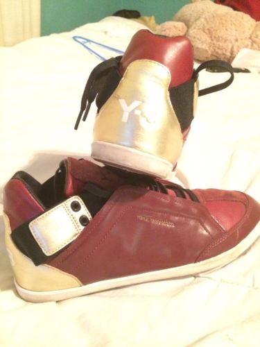 adidas Y-3 by Yohji Yamamoto Burgundy and Gold Kazuhiri Mid-Top Sneakers
