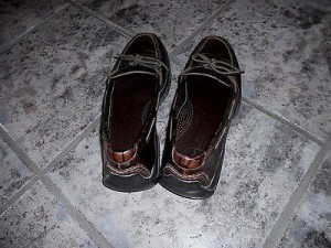 COLE HAAN Mens 13 M Brown LEATHER LOAFERS Moc Croc/Alligator Embossed EUC