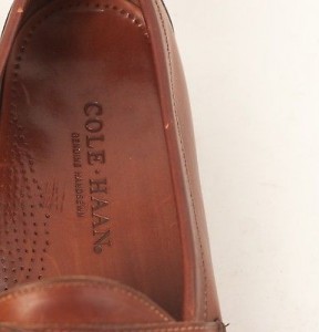 COLE HAAN BROWN LEATHER HANDSEWN LOAFERS BUCKLE FRINGE SZ 12M