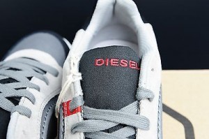 NIB Diesel Men’s Starch Black & Gray Leather Fashion Sneakers Shoes Size 10