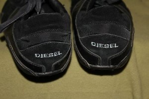 Mens Black Leather Diesel Casual Shoes size 12