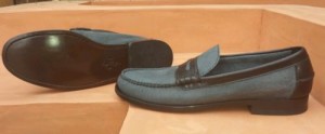 Cole Haan Monroe Penny Loafers Size 11M Blue/Black Suede/Leather