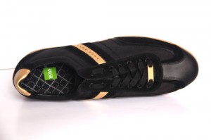 Hugo Boss Men’s Streametal 50254497 Green Label Fahion Sneakers Black Gold Sz 10