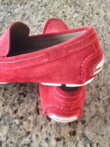 new red suede Hugo Boss mocassin/loafer Shoes sz. 9 (UK 8)