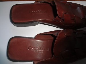 COLE HAAN RESORT MEN’S BROWN WOVEN LEATHER SLIP-ON SHOE 7 M