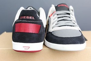 NIB Diesel Men’s Starch Black & Gray Leather Fashion Sneakers Shoes Size 10